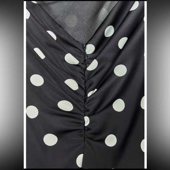 ZARA POLKA DOT SATIN MIDI DRESS - Picture 13 of 15